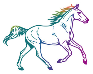 Horse galloping silhouette illustration isolated on white background