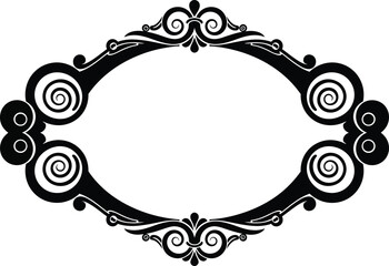 Intricate Oval with Floral Elements and Spirals on Transparent Background