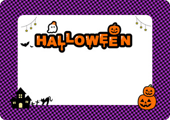 ハロウィン　フレームとロゴのイラスト　素材,背景,アイコン,タイポグラフィ,かわいい,シンプル,ポップ,10月,秋