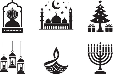 Celebrate world holiday spirit with festive icons