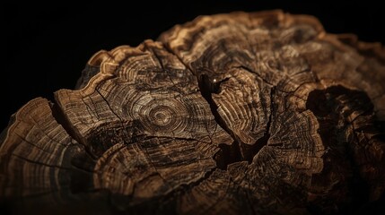 Close Up of Wood Texture, Macro of Rough Trunk, Beautiful Pattern and Texture with Black Background, using generative ai