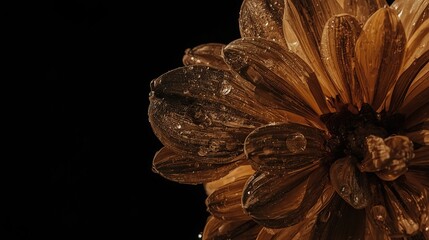 Macro of an Abstract Texture with Black Background, Beautiful Pattern and Template with Soft Light, using generative ai