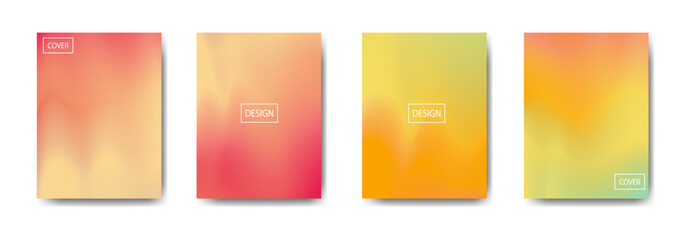 Four Gradient Backgrounds with Soft Color Transitions on White Background