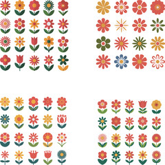 Floral  vector set with flowers and decorative elements