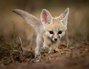 Desert fox pup explores