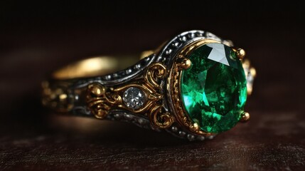 stylish emerald ring with a vintage touch designed for elegance and sophistication concept jewelry design vintage aesthetic emerald gemstone elegant style sophisticated accessories