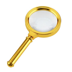Golden Magnifying Glass isolated on a transparent background