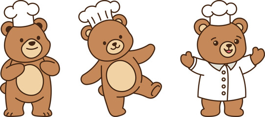 Cartoon Bear Wearing Chef Hat Illustration