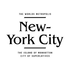 Elegant black typography design featuring “New-York City” with classic serif style and vintage layout. Perfect for posters, apparel, souvenirs, or travel-inspired artwork.