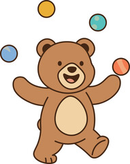 Obraz premium Illustration of a Bear Juggling Balls