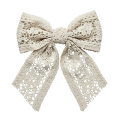 Cream Lace Bow isolated on a transparent background