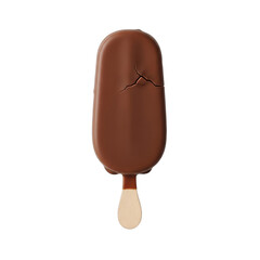 Chocolate ice cream bar with cracked coating isolated on a transparent background