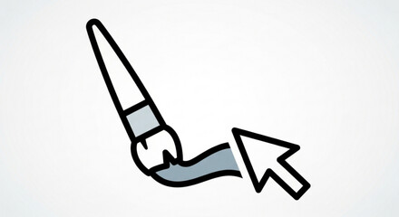 Digital art concept, showcasing a paintbrush and a cursor, representing the intersection of traditional art and modern technology