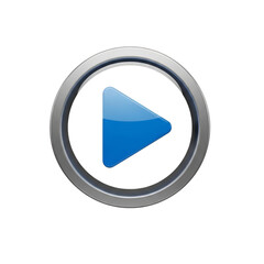 Blue Play Button Icon isolated on a transparent background