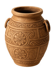 A handcrafted clay tandoor with traditional designs, perfect for rustic outdoor spaces.