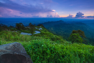 Naklejka premium Beautiful road in the morning on countryside of Phetchabun(Phu thap Boek) province, Thailand.