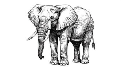 Fototapeta premium Detailed black and white drawing of an elephant