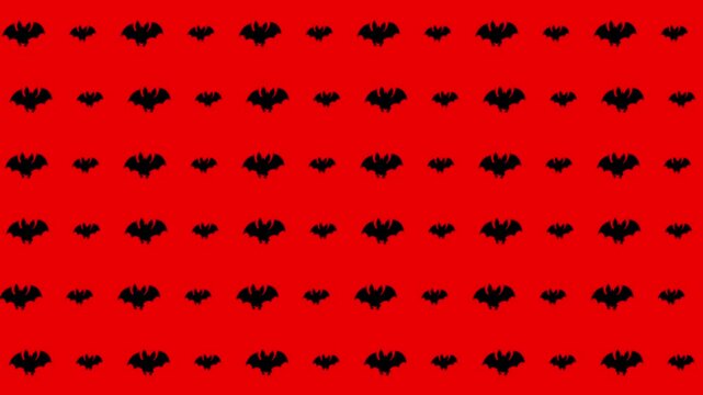 Seamless Halloween pattern featuring black bats on a red background, perfect for spooky decorations, party designs, or digital wallpapers.