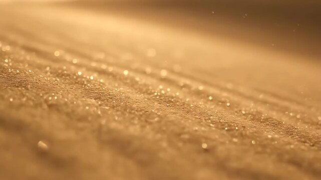 Close-up, low angle shot captures fine desert sand particles being swept across a dune by a gentle wind, with shallow depth of field soft, natural, macro