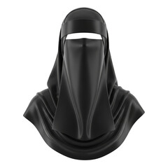 Woman in Black Niqab isolated on a transparent background