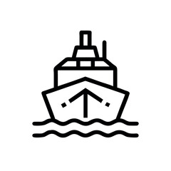 Obraz premium Majestic icebreaker ship cutting through frozen sea waves Line Art Vector illustration