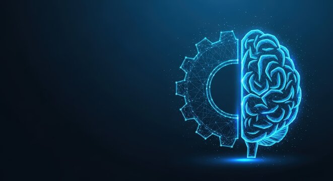 Digital Brain and Gear Representing Artificial Intelligence Concept