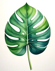 Detailed illustration of a vibrant tropical leaf