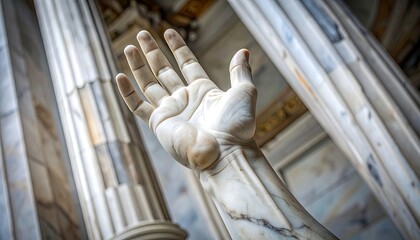Detailed marble hand statue, reaching upward