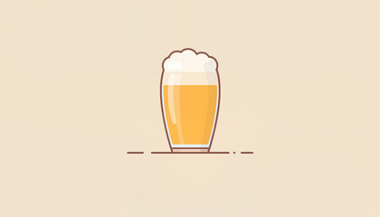 Beer glass with foam on neutral background  