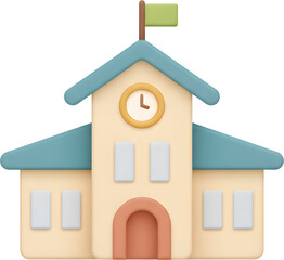 귀여운 만화 스타일 학교 건물 일러스트 