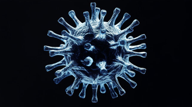 3D illustration of virus cell on dark background

