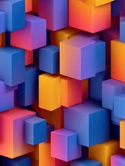 Obraz premium vibrant and colorful abstract backdrop featuring a geometric pattern of 3d cubes and squares in a gradient design modern minimal and architectural style composition
