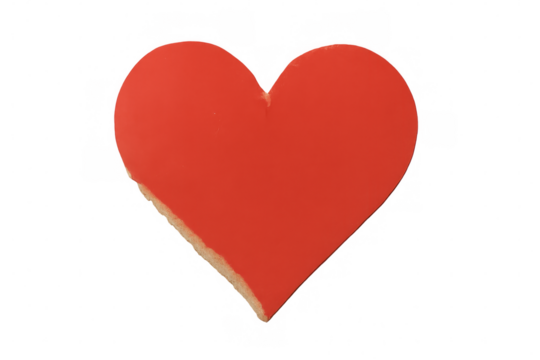 Red paper heart cutout on cardboard with torn edge, featuring love concept for valentine's day