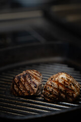 Grilled Beef Steaks on Pan