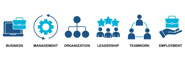 Business management icon set vector illustration concept for business, management, organization, leadership, teamwork and employment