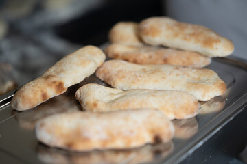 Freshly Baked Flatbreads on Tray