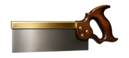 Classic tenon saw with brass back, ideal for precision woodworking in a home workshop.