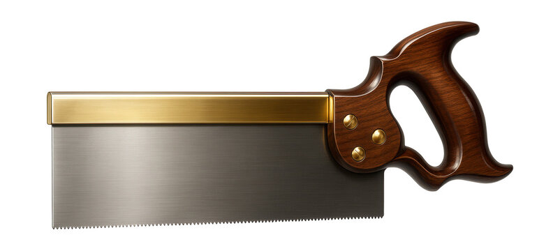 Classic tenon saw with brass back, ideal for precision woodworking in a home workshop.