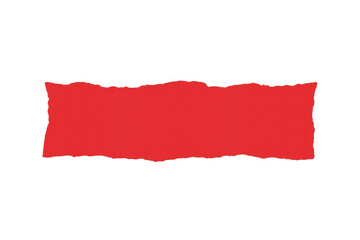 Red torn paper strip banner with ragged edges, a blank information notice on transparent background
