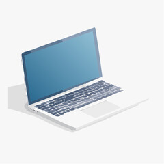 Fototapeta premium Isometric view of a laptop computer on a white background with copy space