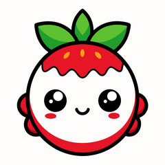 Cartoon Litchi Line Art