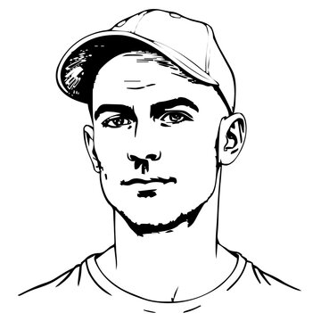 Human Face &ndash; young adult, man, bald, baseball cap, hearing aid #176