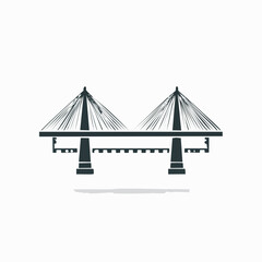 Obraz premium Modern bridge silhouette against white background for design and concept