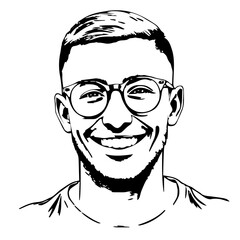 Obraz premium Human Face – young adult, man, buzz cut, round glasses #791