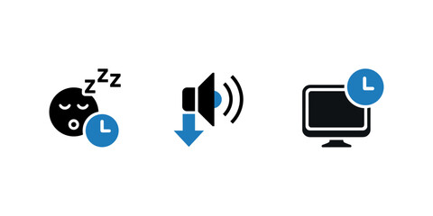 Sleep sound and screen time icons vector illustration