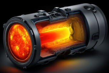 Deeply revealing cross-section of high-temperature core fusion reactor showcasing luminous plasma, advanced engineering, and complex thermal dynamics emphasizing energy generation and innovative