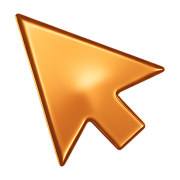 Warm Sunny Orange 3D Arrow Pointer: Energetic Digital Cursor Symbol for Creative Websites, Youthful Apps, and Lively Web Navigation