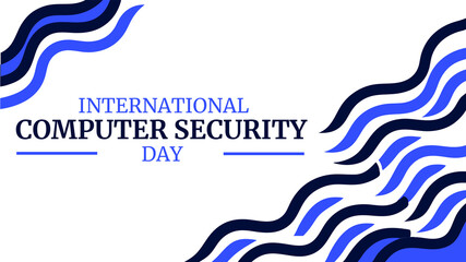 Modern and simple International Computer Security Day banner graphic on white background, ideal for awareness and online promotions