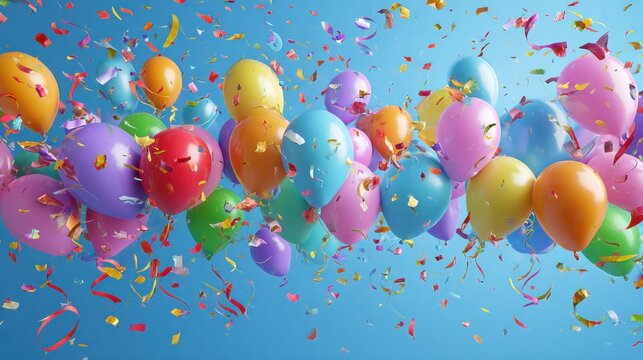 vibrant celebration party decorations with colorful balloons confetti streamers candles and festive elements for joyful special events