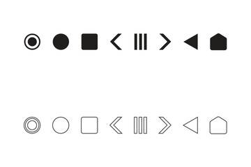 Navigation Bar Icon Set, radio button, home back, left, right, player ui icon set vector design